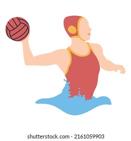 Waterpolo Player Girl Throwing Ball. High quality vector