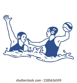 Waterpolo Sport Players Game. High quality vector