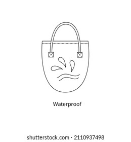 Waterproof 100 recycled polyester - concept for sustainable shopper bag, eco friendly fabric, clothing packaging. Vector stock illustration isolated on white background for design label set. EPS10