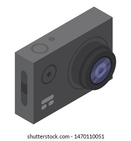 Waterproof action camera icon. Isometric of waterproof action camera vector icon for web design isolated on white background