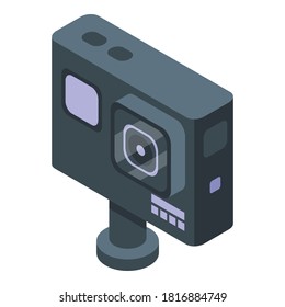 Waterproof action camera icon. Isometric of waterproof action camera vector icon for web design isolated on white background