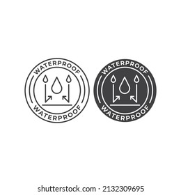 Waterproof badge label. Vector outline icon template