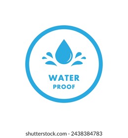 Vector de placa impermeable para el producto. Diseño de logotipo vectorial a prueba de fugas. Protección contra el agua, protección a prueba de líquidos.