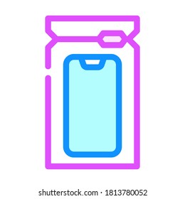 waterproof bag phone protection color icon vector. waterproof bag phone protection sign. isolated symbol illustration