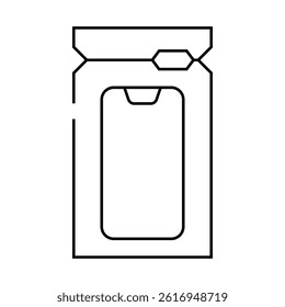 waterproof bag phone protection line icon vector. waterproof bag phone protection sign. isolated contour symbol black illustration