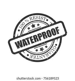 Waterproof black guarantee rubber stumps. Color vector illustration isolated on a white background.
