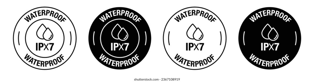 Waterproof black and white vector symbol set