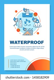 Waterproof building materials, coating brochure template layout. Flyer, booklet, leaflet print design with linear illustrations. Vector page layouts for magazines, annual reports, advertising posters
