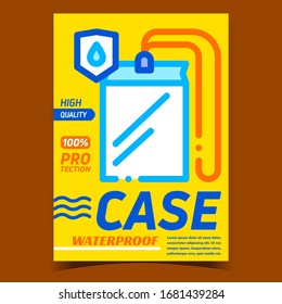 Waterproof Case Creative Advertising Banner Vector. Waterproof Case For Protection Document And Device, Pouch For Mobile Phone. Accessory Concept Template Stylish Color Illustration