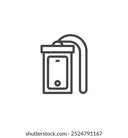 Icono de línea de caso impermeable. signo de estilo lineal para concepto móvil y Diseño web. Teléfono en un icono de Vector de contorno de funda protectora. Símbolo, ilustración del logotipo. Gráficos de Vector