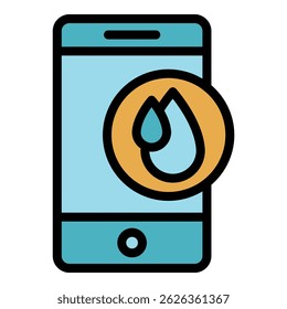 Waterproof cell case icon. Outline waterproof cell case vector icon color flat isolated