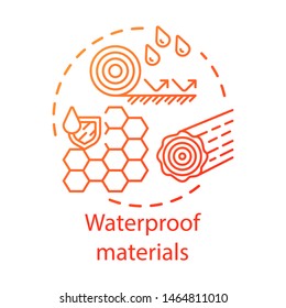 Waterproof coating concept icon. Water resistant materials idea thin line illustration. Waxed, hydrophobic layers with liquid drops. Vector isolated outline drawing. Editable stroke