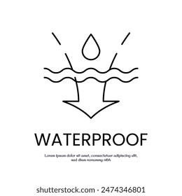 waterproof concept thin outline icon vector design good for web and mobile app