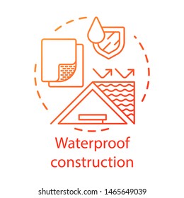 Waterproof construction materials concept icon. Water resistant building equipment idea thin line illustration. Hydrophobic coating, covering. Vector isolated outline drawing. Editable stroke