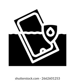 waterproof design glyph icon vector. waterproof design sign. isolated symbol illustration