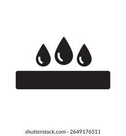 Waterproof document certified icon with a file a water drop and a check mark for quality assurance on resistant paper vector solid glyph icon