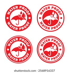 Waterproof drop circle stamp icon symbol. Water Proof sign logo. Water protection, liquid proof.  Vector illustration image. Isolated on background.