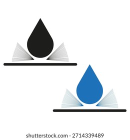 Ícone de gota à prova d'água. Símbolo de líquido de proteção. Livro Vetor. Gráfico de resistência de splash. EPS 10.