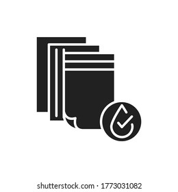 Waterproof fabric black glyph icon. Water repellent textile concept. Impermeable material sign. Pictogram for web page, mobile app, promo. UI UX GUI design element.
