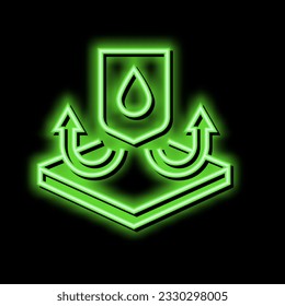 waterproof fabrics properties neon light sign vector. waterproof fabrics properties illustration