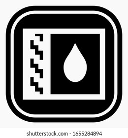 Waterproof flat icon. New water repellent icon. Square anti-corrosion icon. New waterproof. Dark water protection icon.