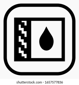 Waterproof flat icon. New water repellent icon. Square anti-corrosion icon. Dark water protection icon. 