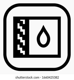 Icono plano impermeable. Nuevo icono repelente de agua. Icono cuadrado anti-corrosión. Icono de protección de agua oscura. 
