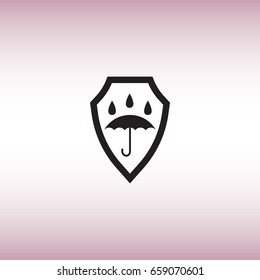 Waterproof flat vector icon. Isolated waterproof vector sign. Umbrella vector sign.