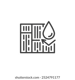 Waterproof Flooring line icon. linear style sign for mobile concept and web design. Floor with water droplet outline vector icon. Symbol, logo illustration. Vector graphics