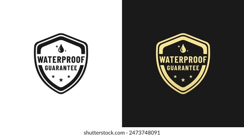 Waterproof guarantee insignia or logo vector isolated in Flat Style. Waterproof guarantee logo for product packaging design.