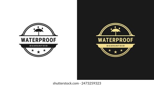 Waterproof guarantee label or sticker vector isolated in Flat Style. Waterproof guarantee label or sticker for product packaging design.