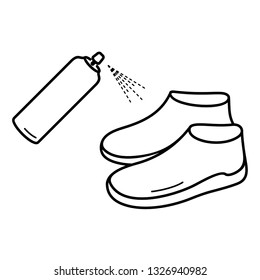 Waterproof hightech nano protector spray  for footwear. Vector outline icon isolated on white background.