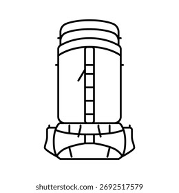 Icono de línea de mochila de senderismo impermeable. Vector de mochila de senderismo impermeable. Ilustración negra de contorno aislado