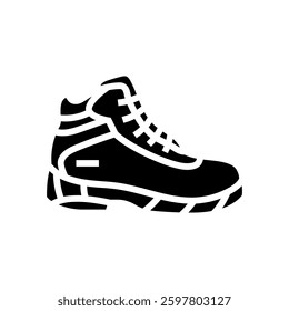 waterproof hiking boots footwear tourism glyph icon vector. waterproof hiking boots footwear tourism sign. isolated symbol illustration