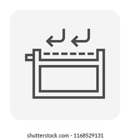 Waterproof icon. Bituminous waterproof membrane installation on top of building. That is a material of waterproofing systems to protect home or buildings from leaking water. Vector icon design.