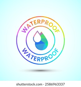 Waterproof icon design illustration, water resistant signs, liquid proof protection, low poly style