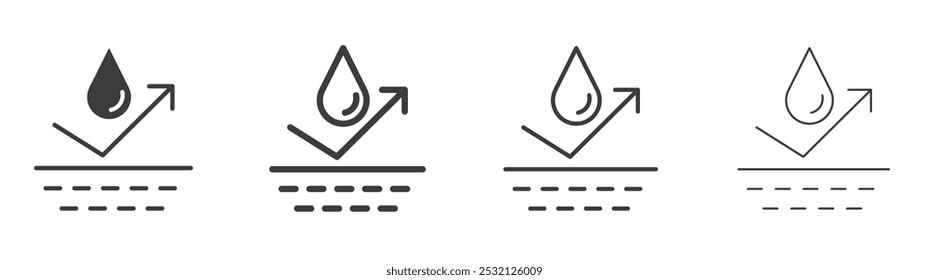 Waterproof icon in fill and three stroke sizes