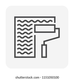 Waterproof icon or home water leak prevented icon to construction or installation waterproof material by primer paint and coating with bituminous waterproof membrane material. Vector icon design.