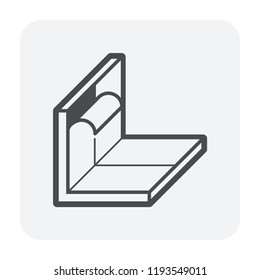 Waterproof icon or home water leak prevented icon to construction or installation waterproof material by primer paint and coating with bituminous waterproof membrane material. Vector icon design.