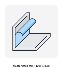 Waterproof icon or home water leak prevented icon to construction or installation waterproof material by primer paint and coating with bituminous waterproof membrane material. Vector icon design.