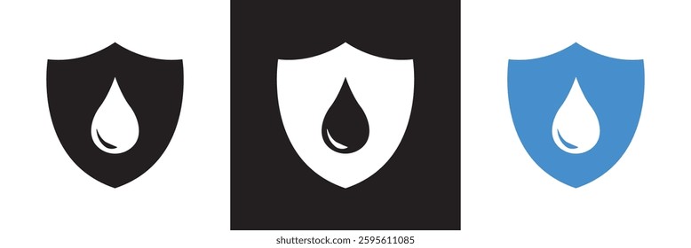 Waterproof icon.  Isolated on white, and black background. Vector illustration. EPS 10