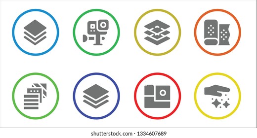 waterproof icon set. 8 filled waterproof icons.  Simple modern icons about  - Layer, Fabric, Gopro, Layers, Dust