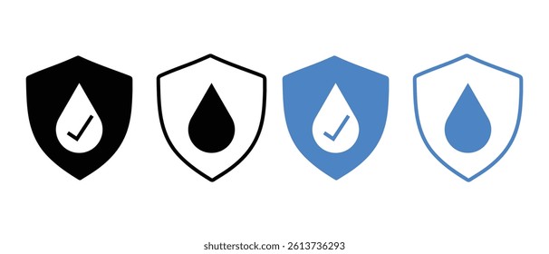 Waterproof icon set vector. water shield, water protection icon set vector illustration on white background