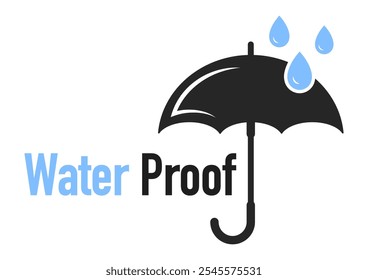 Waterproof icon set. Water Proof. Water protection, liquid proof protection. Shield with water drop. Anti wetting material, hydrophobic fabric, surface protection. Water resistant symbol. Vector