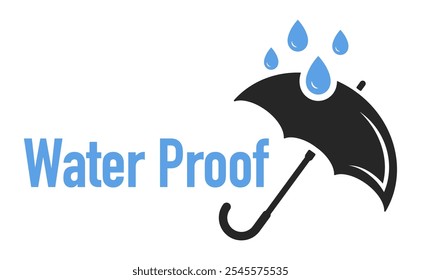 Waterproof icon set. Water Proof. Water protection, liquid proof protection. Shield with water drop. Anti wetting material, hydrophobic fabric, surface protection. Water resistant symbol. Vector