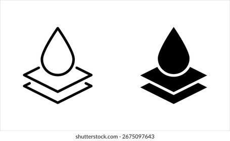 Conjunto de ícones impermeáveis. Símbolo resistente à água. Proteção da água, ilustração vetorial sobre fundo branco