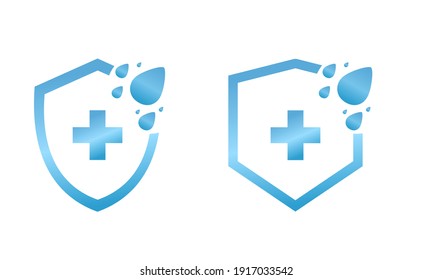 Icono impermeable. Escuche con un signo más y una gota de agua. icono de protección de agua. Vector de ilustración