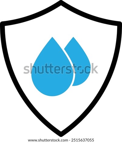 Waterproof icon with shield symbol isolated on white background . Water resistant icon vector