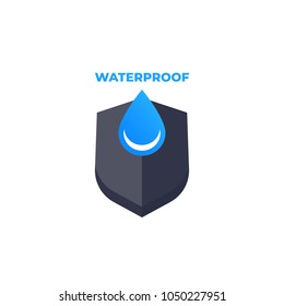 waterproof icon, shield and water drop