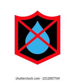 Icono impermeable con protección y gota de agua. Líneas cruzadas. Ilustración vectorial sobre fondo blanco.